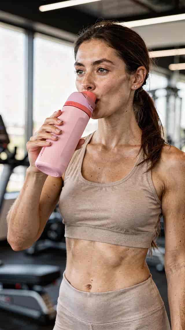 Gym Bottle Sip background blur
