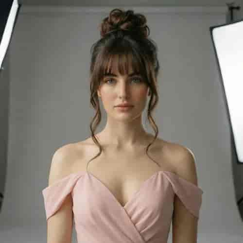 Messy Bun Bangs background blur