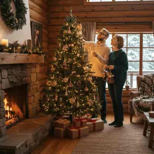 Cozy Tree Decorating background blur