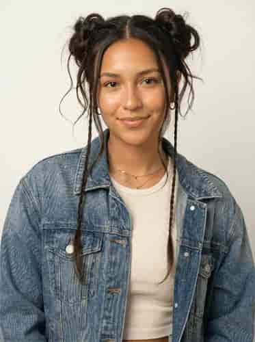 Space Buns Braids background blur