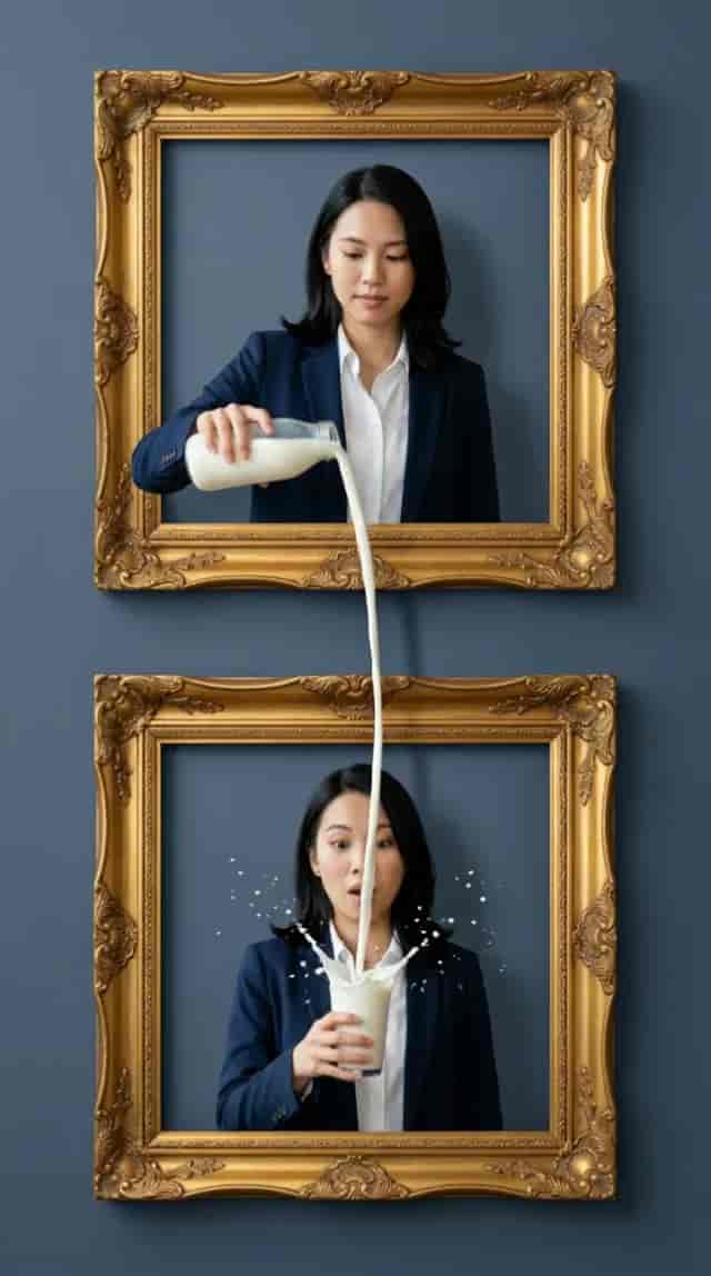 Milk Double Frame Pour background blur