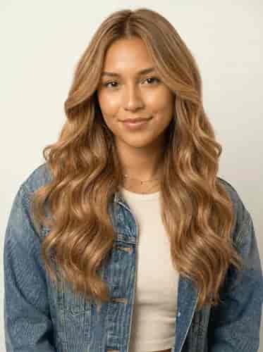 Honey Blonde Blowout background blur
