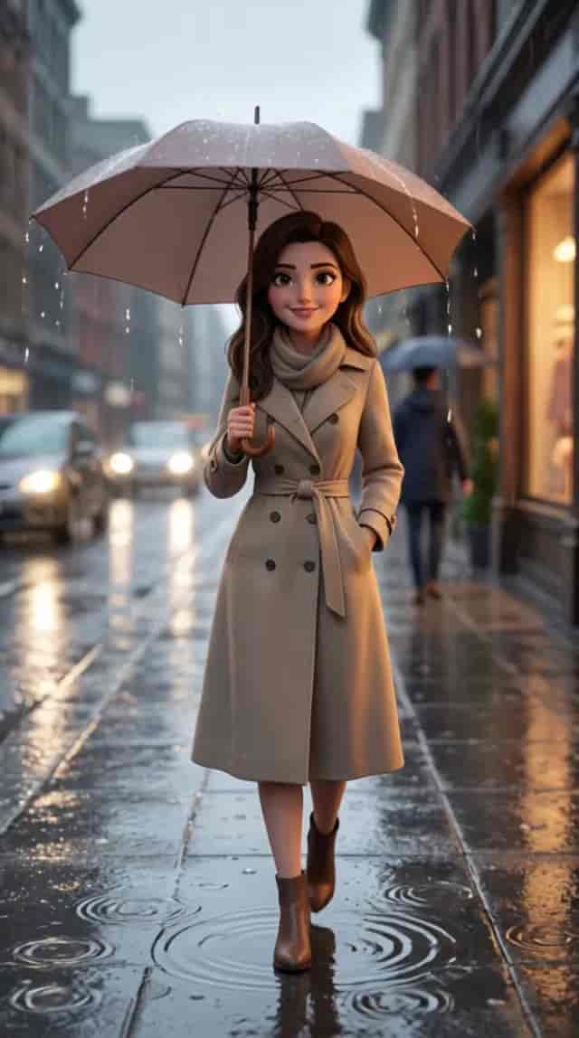 Rainy Sidewalk Talk background blur