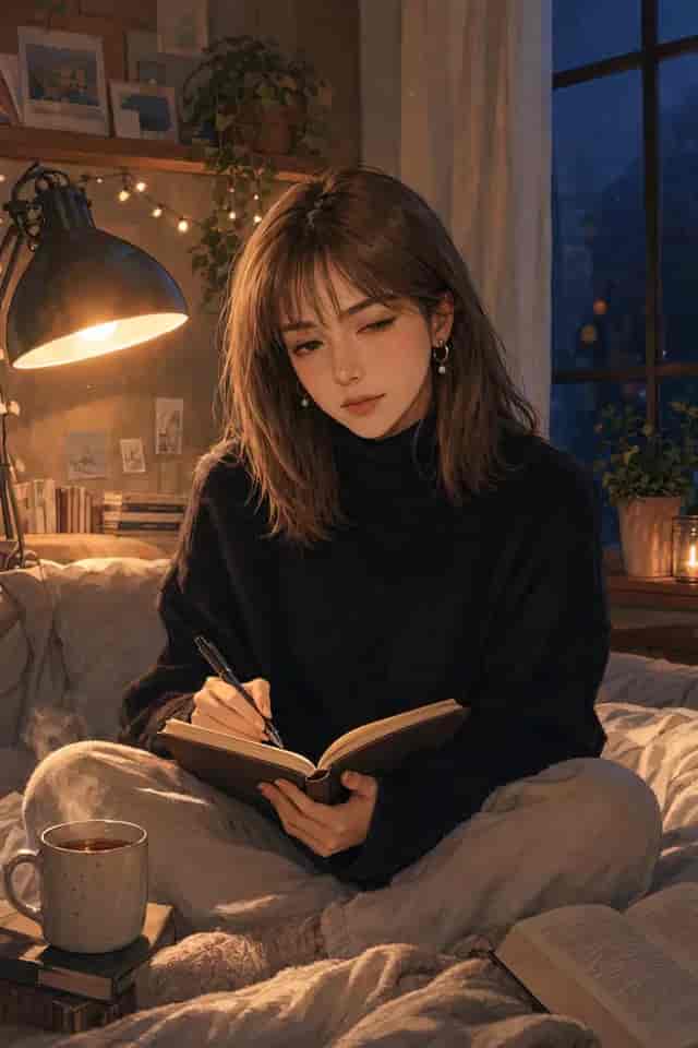 Cozy Night Journaling background blur