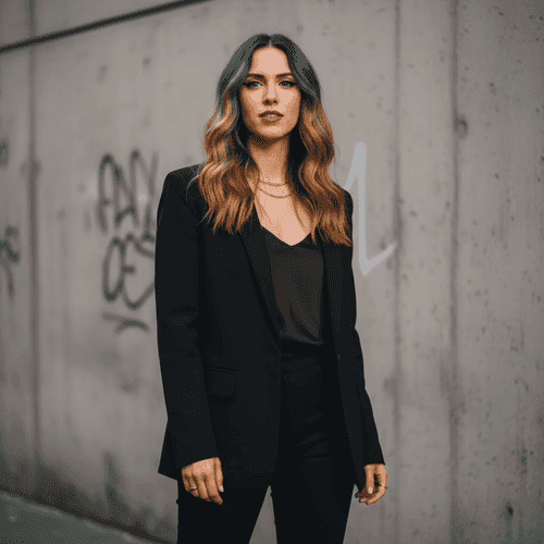 AI Urban Portrait – Cinematic Rainbow Hair Transformation background blur