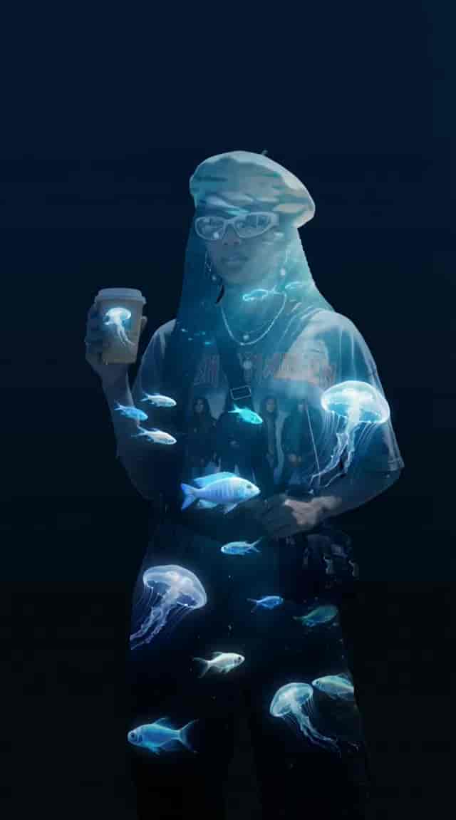 Ocean Double Exposure background blur