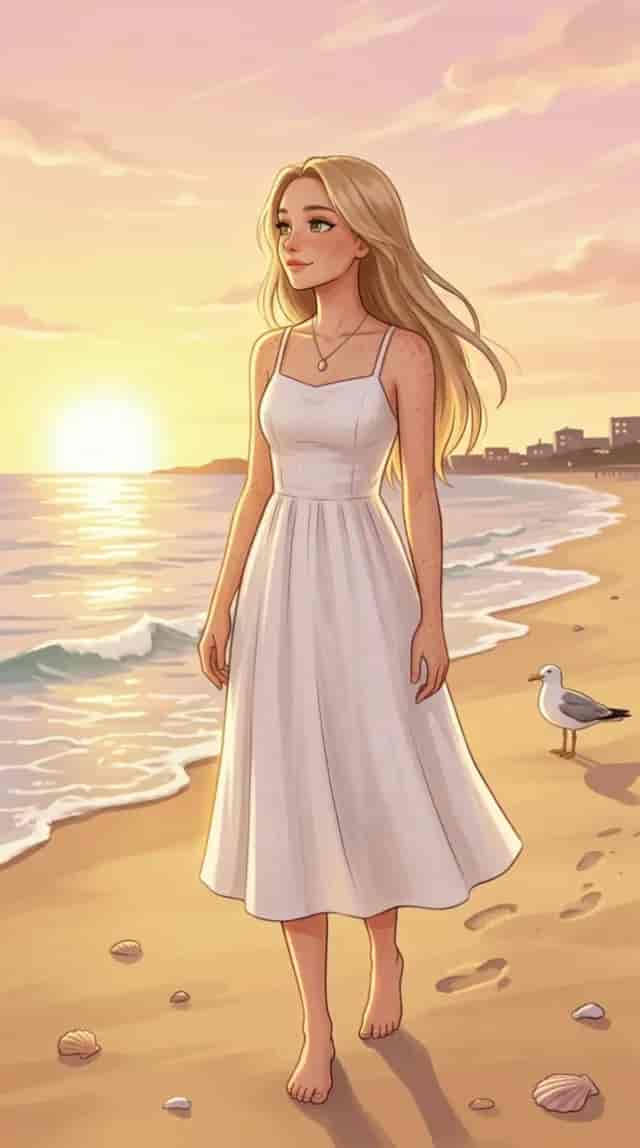 Sunset Anime Shoreline background blur