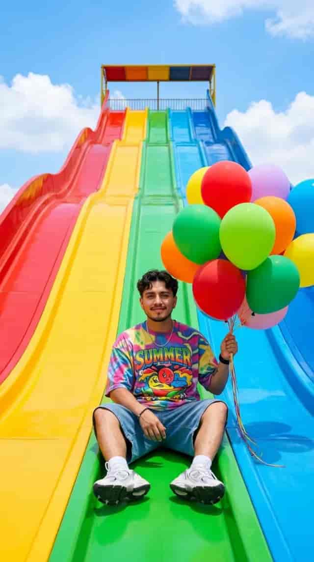 Rainbow Slide Birthday background blur