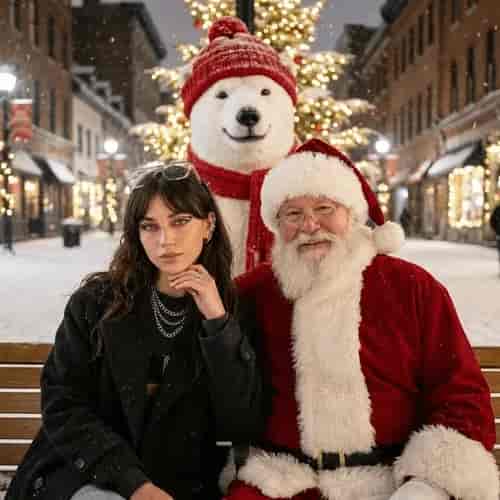 Santa and Bear Night background blur