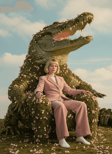Dreamy Crocodile Chair Portrait – AI Effect background blur