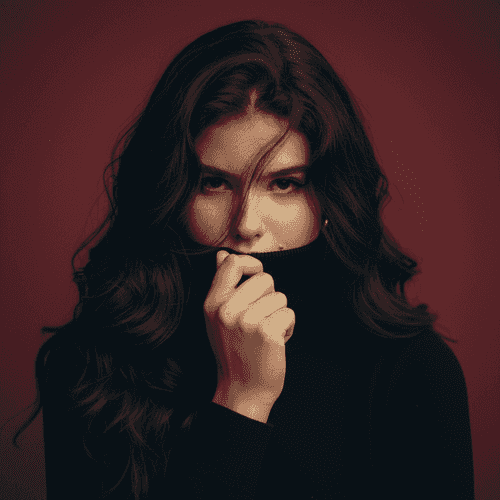Crimson Cozy AI Profile Portrait background blur