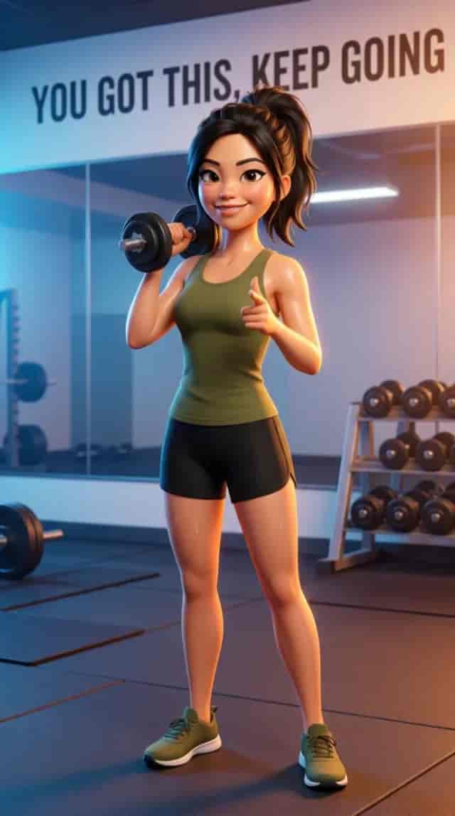 Motivating Gym Character background blur