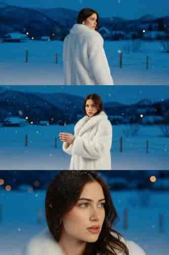 Snowy Night - Winter AI Collage Generator background blur