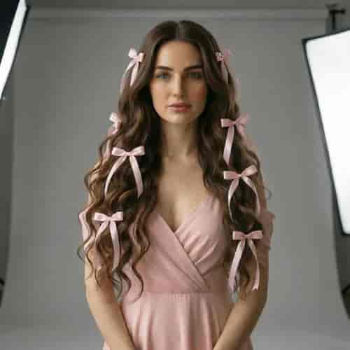 Coquette Ribbon Waves background blur