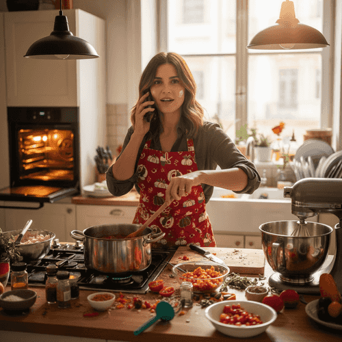 Dynamic Thanksgiving Kitchen AI Effect background blur