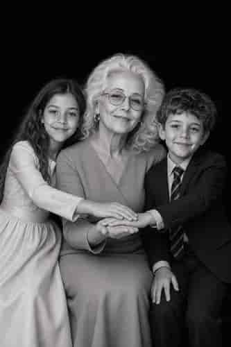 B&W Family Hands In background blur