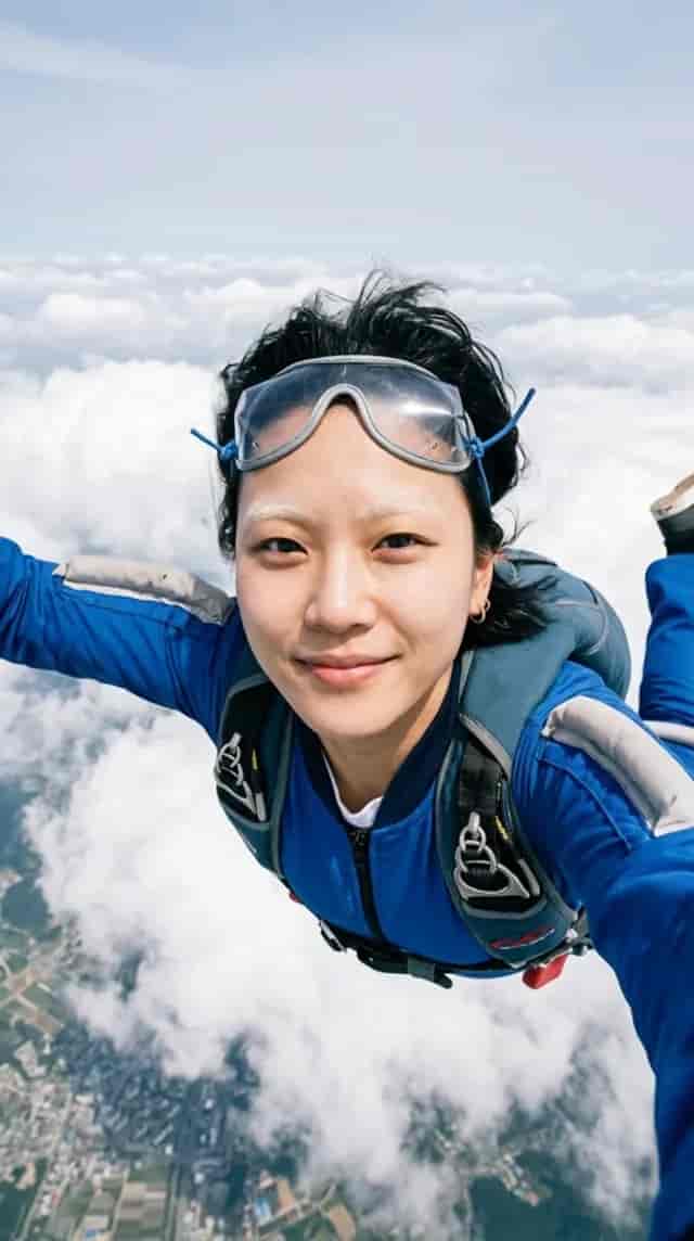 Skydiver Selfie background blur
