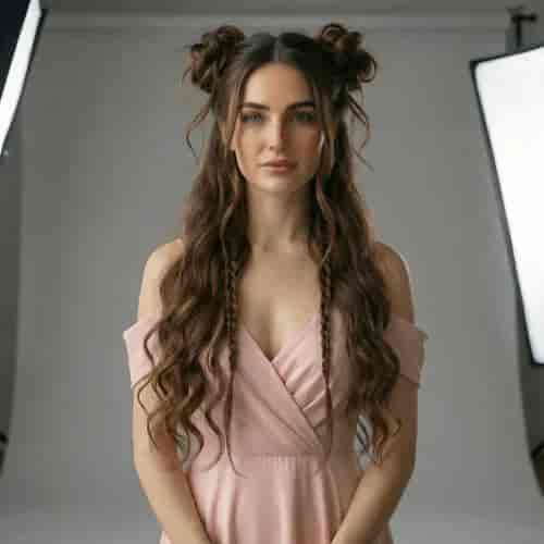 Space Buns Braids background blur