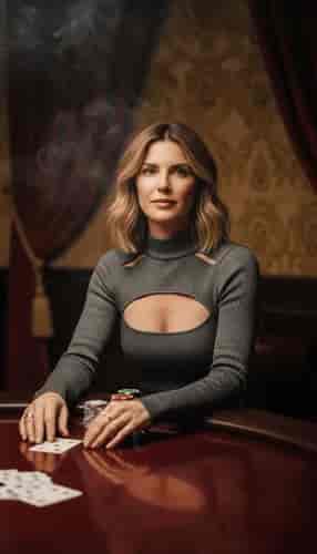 AI Poker Room Portrait – Cinematic High-Stakes Glamour Effect background blur