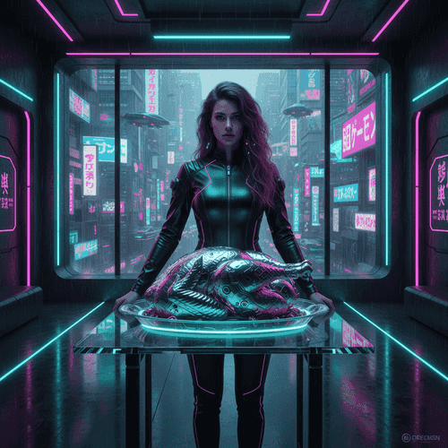 Cyberpunk Thanksgiving background blur