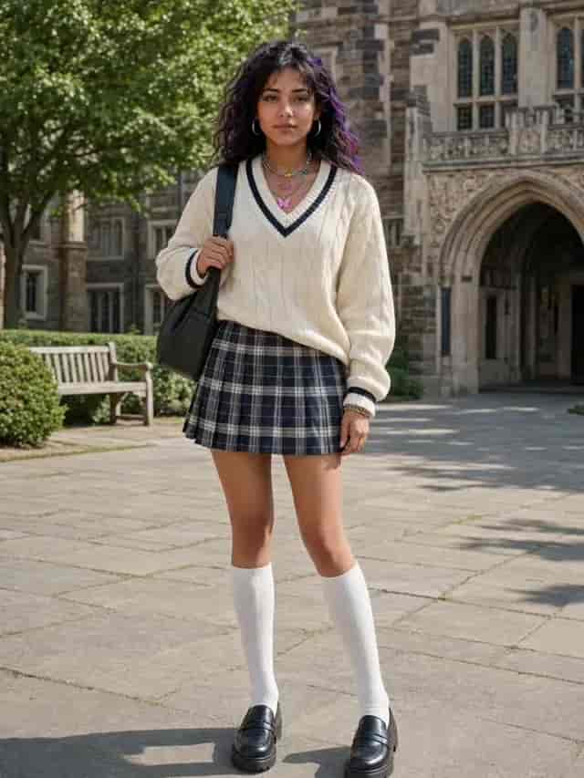 School Uniform Walk background blur