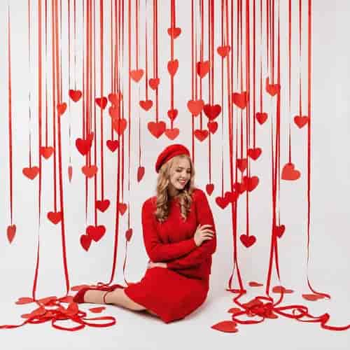 Whimsical Heart Ribbons background blur