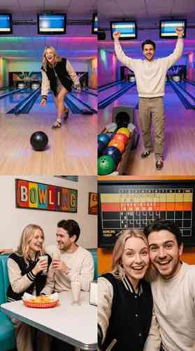 Retro Bowling Collage background blur