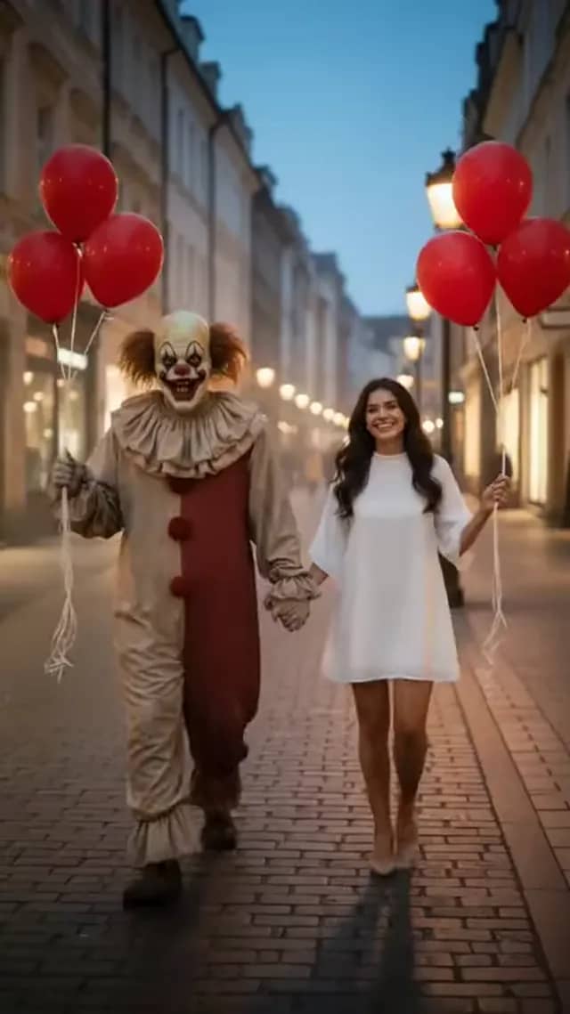 Scary Clown Red Balloon Walk