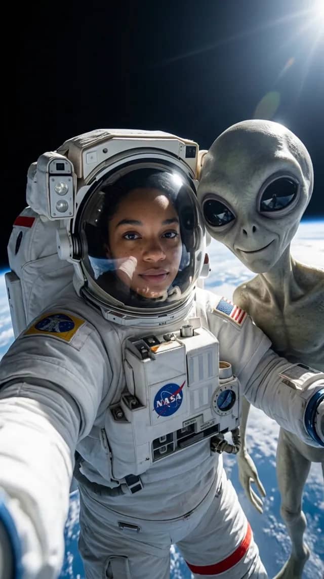 Astronaut and Alien Selfie