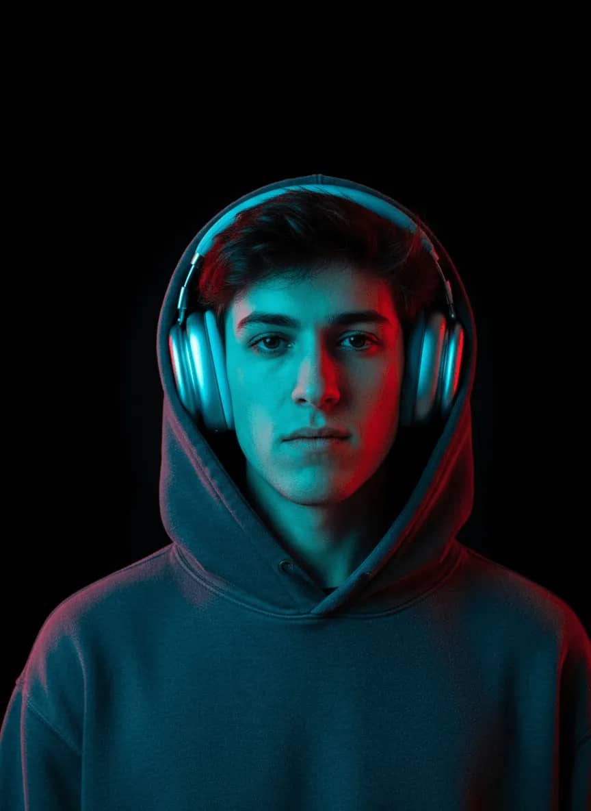 Neon Cyan & Red Portrait – AI Template