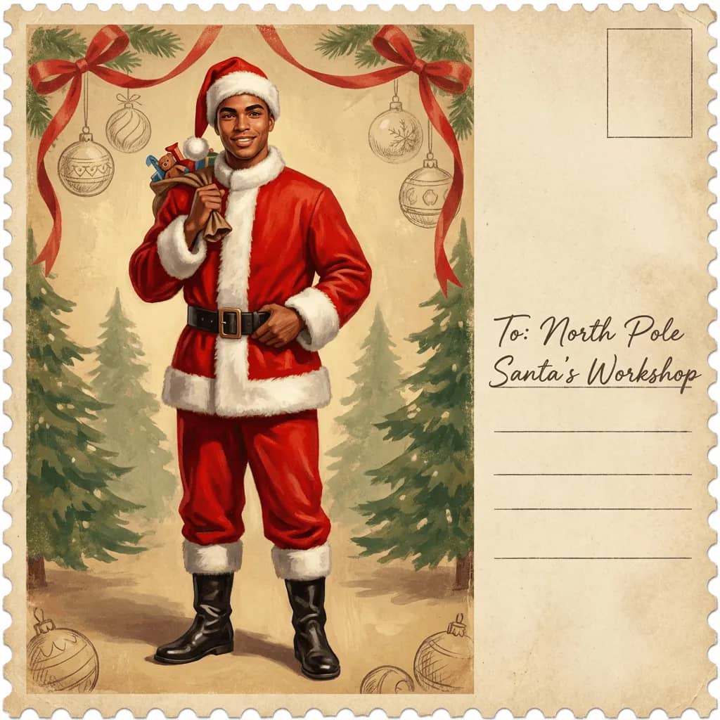 Retro Christmas Postcard 