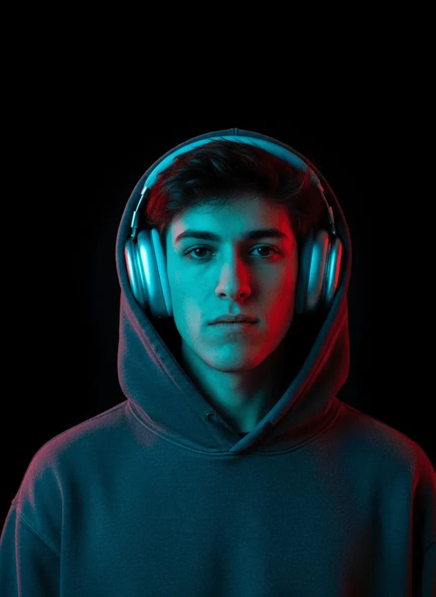 Neon Cyan & Red Portrait – AI Template