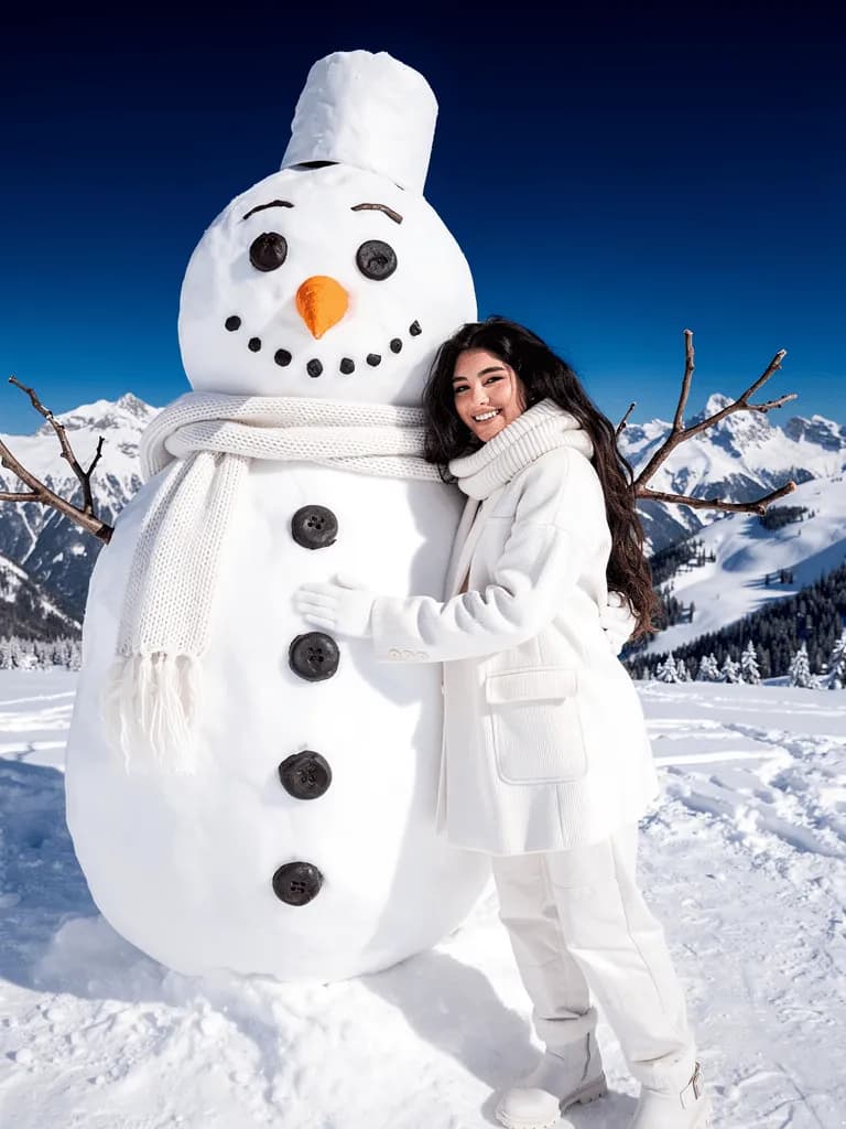 Snowman Hug background blur