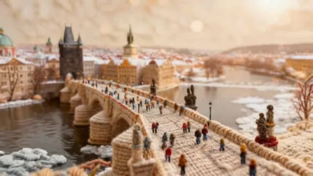 Knitted Old-World Cityscape