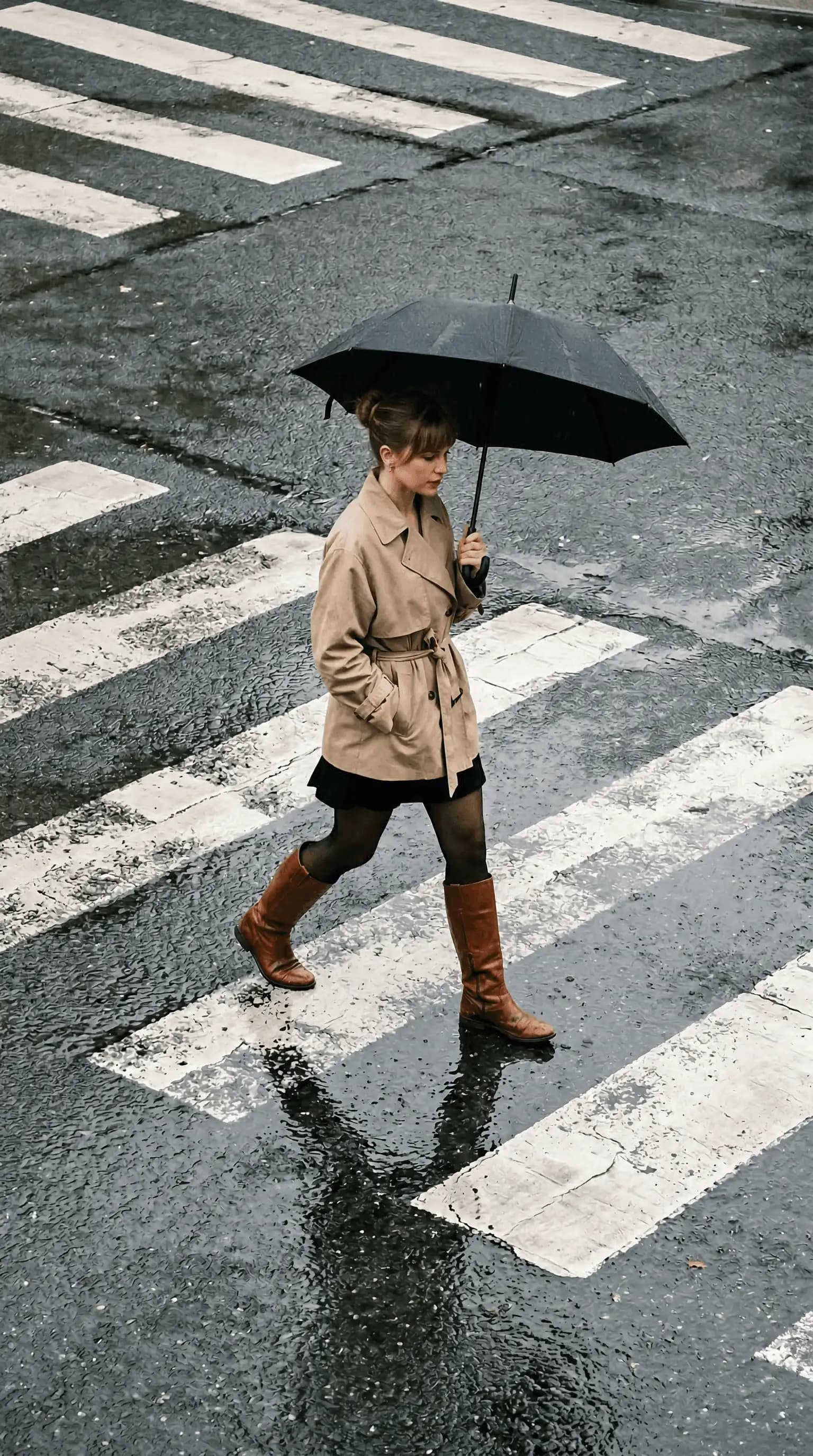 Rainy Crosswalk Look