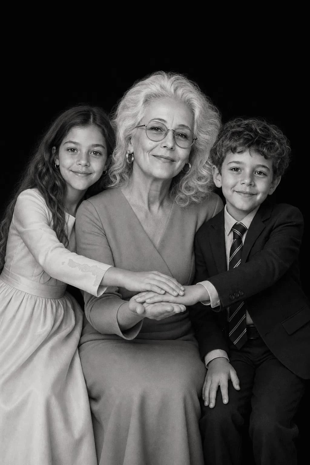 B&W Family Hands In