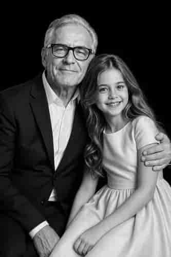 B&W Studio Portrait of Two background blur