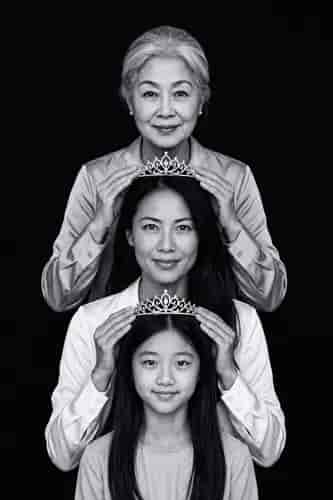 B&W Family Queens background blur